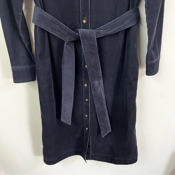 Boden Eloise Corduroy Navy Midi Shirt Dress Size 4 LONG - Picture 6 of 13